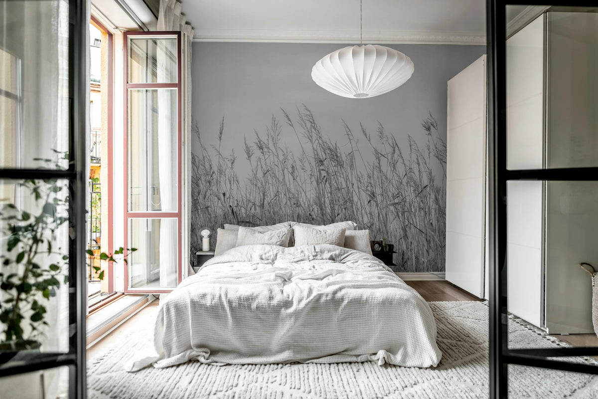 Reed Meadow, Gray Mural Wallpaper - room preview 03