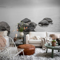 Rocky Lake, Gray Mural Wallpaper - room preview 03