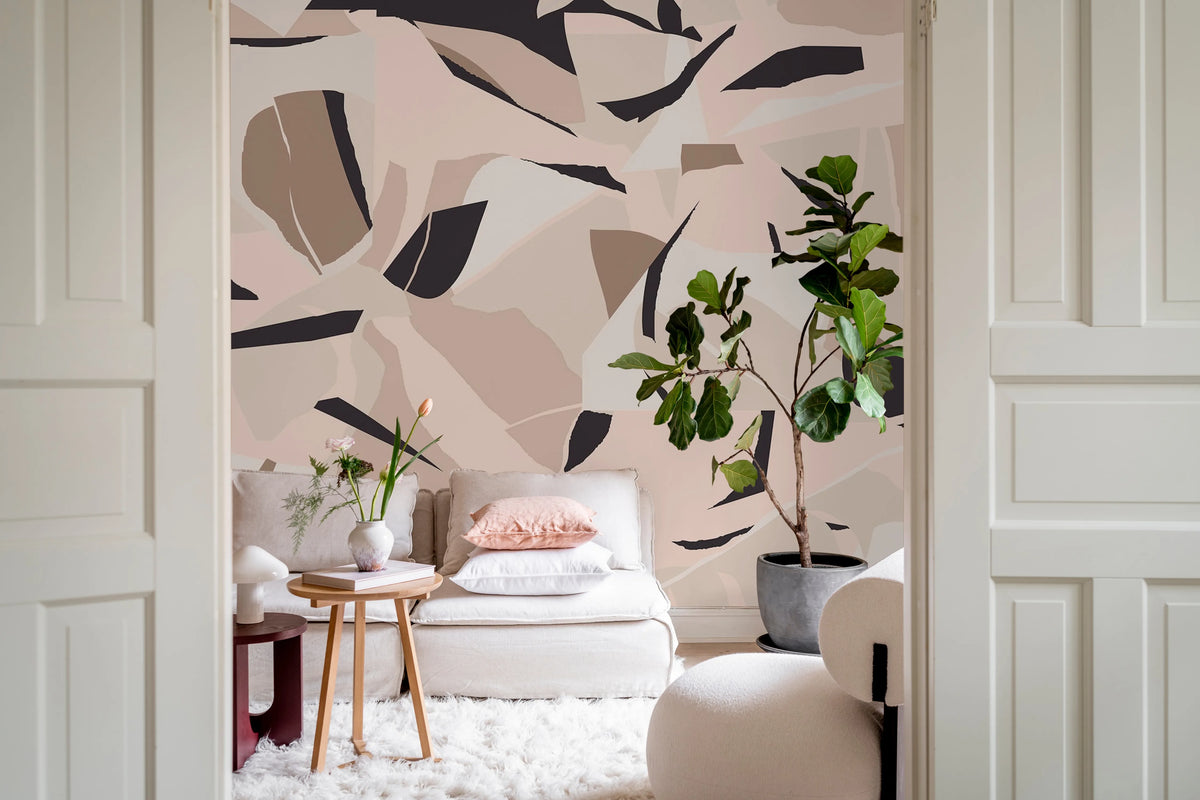 Artsy Forms, Pink Mural Wallpaper - room preview 03