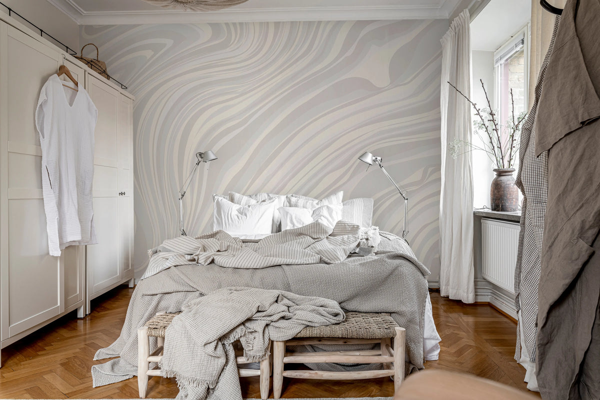 Multi Layers, White Mural Wallpaper - room preview 03