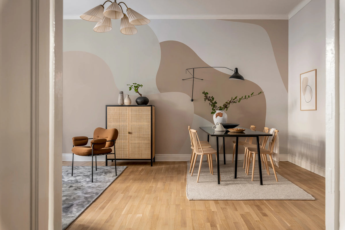Soft Forms, Beige Mural Wallpaper - room preview 03