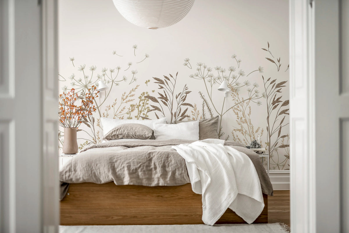 Straw Meadow, Beige Mural Wallpaper - room preview 03