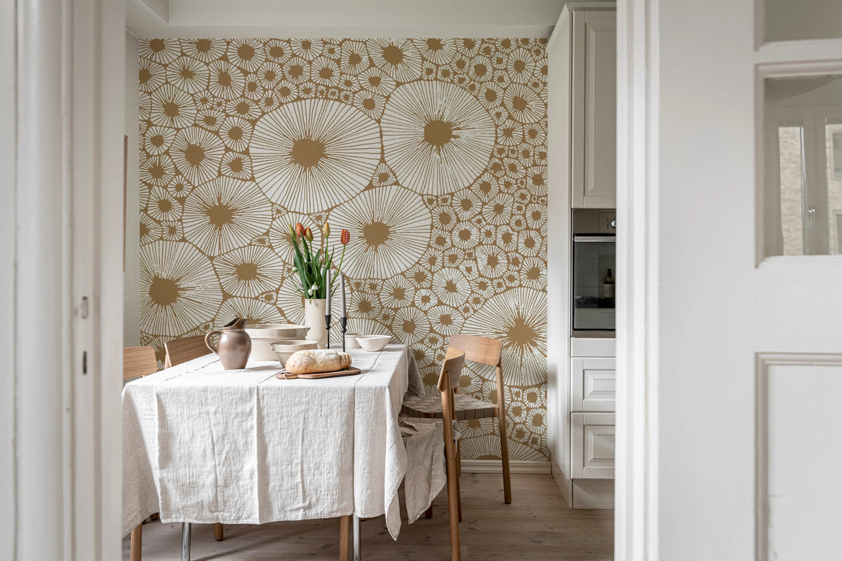 Bold Coral, Brown Mural Wallpaper - room preview 03