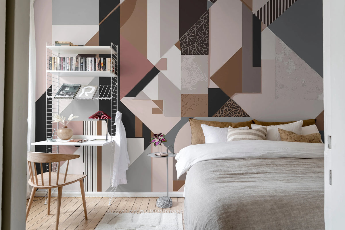 Retro Shapes, Pastel Mural Wallpaper - room preview 03