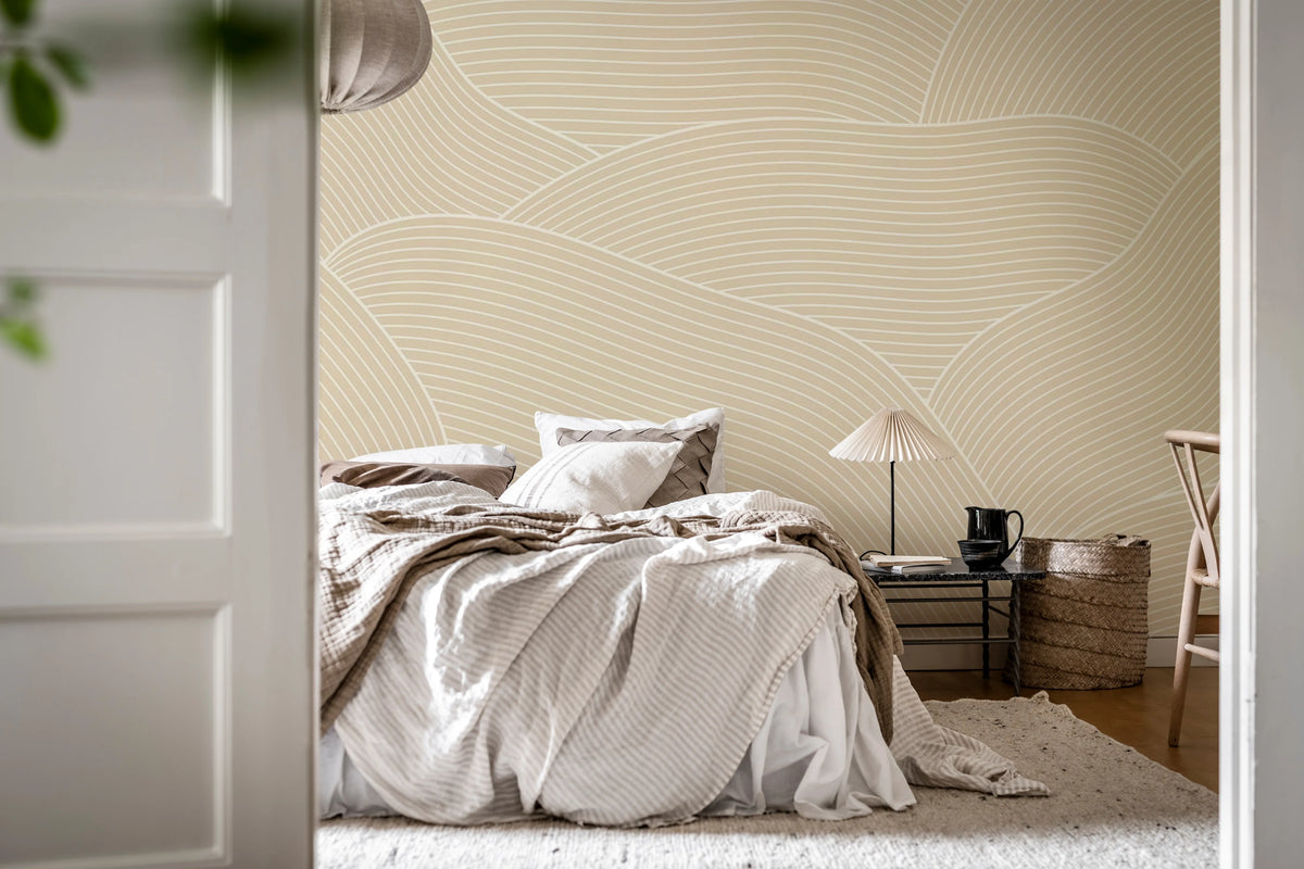 Drawn Hills, Beige Mural Wallpaper - room preview 03