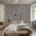 Bold Coral, Gray Mural Wallpaper - room preview 03