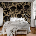 Abstract Blossoms, Brown Mural Wallpaper - room preview 03