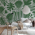 Abstract Blossoms, Green Mural Wallpaper - room preview 03