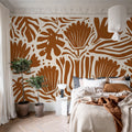 Abstract Blossoms, Terracotta Mural Wallpaper - room preview 03