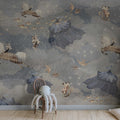 Flying Circus, Sky Blue Mural Wallpaper - room preview 03