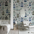 Sweet Town, Blue Mural Wallpaper - room preview 03