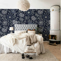 Grand Flowers, Blue Mural Wallpaper - room preview 03