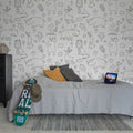 Sketches, Black & White Mural Wallpaper - room preview 03