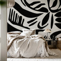 Abstract Leafs, Black & White Mural Wallpaper - room preview 03