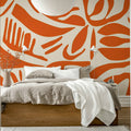 Abstract Leafs, Terracotta Mural Wallpaper - room preview 03
