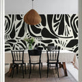 Abstract Forms, Black & white Mural Wallpaper - room preview 03
