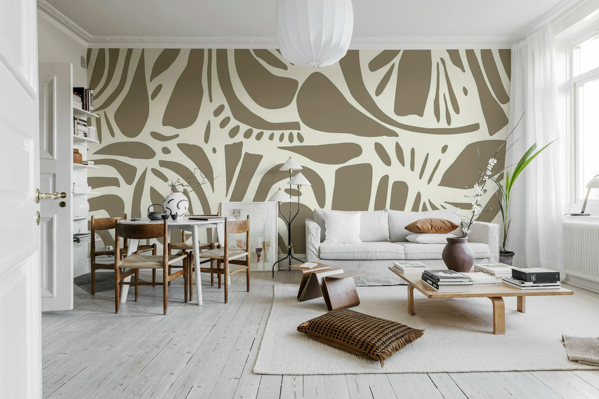 Abstract Forms, Nougat Mural Wallpaper - room preview 03