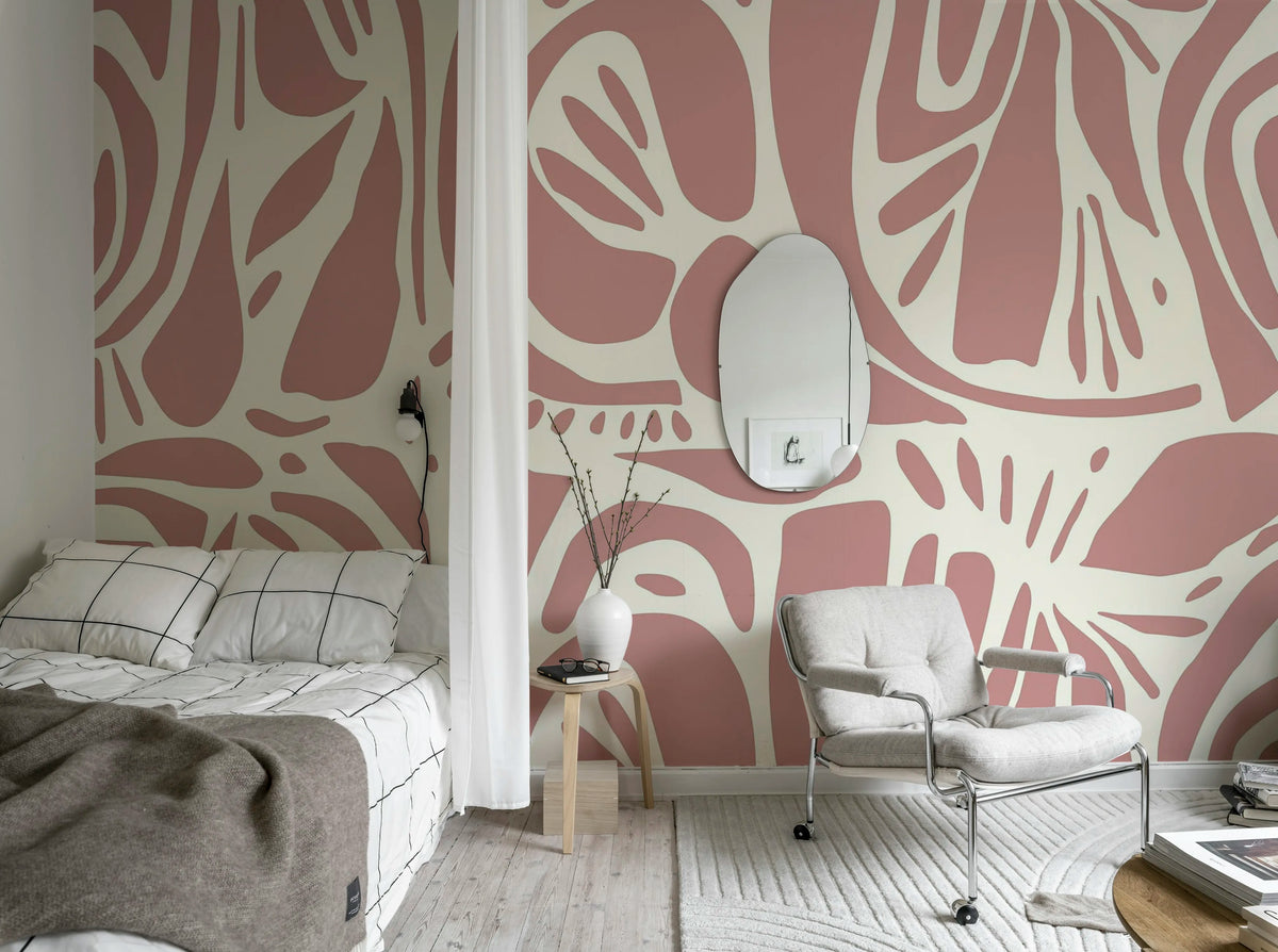 Abstract Forms, Soft Pink Mural Wallpaper - room preview 03