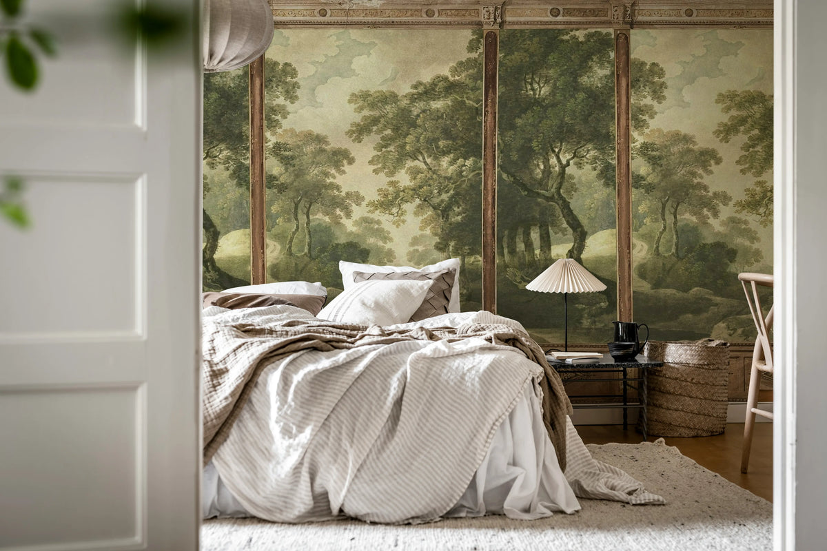 Woodland Panels, Green Mural Wallpaper - room preview 03