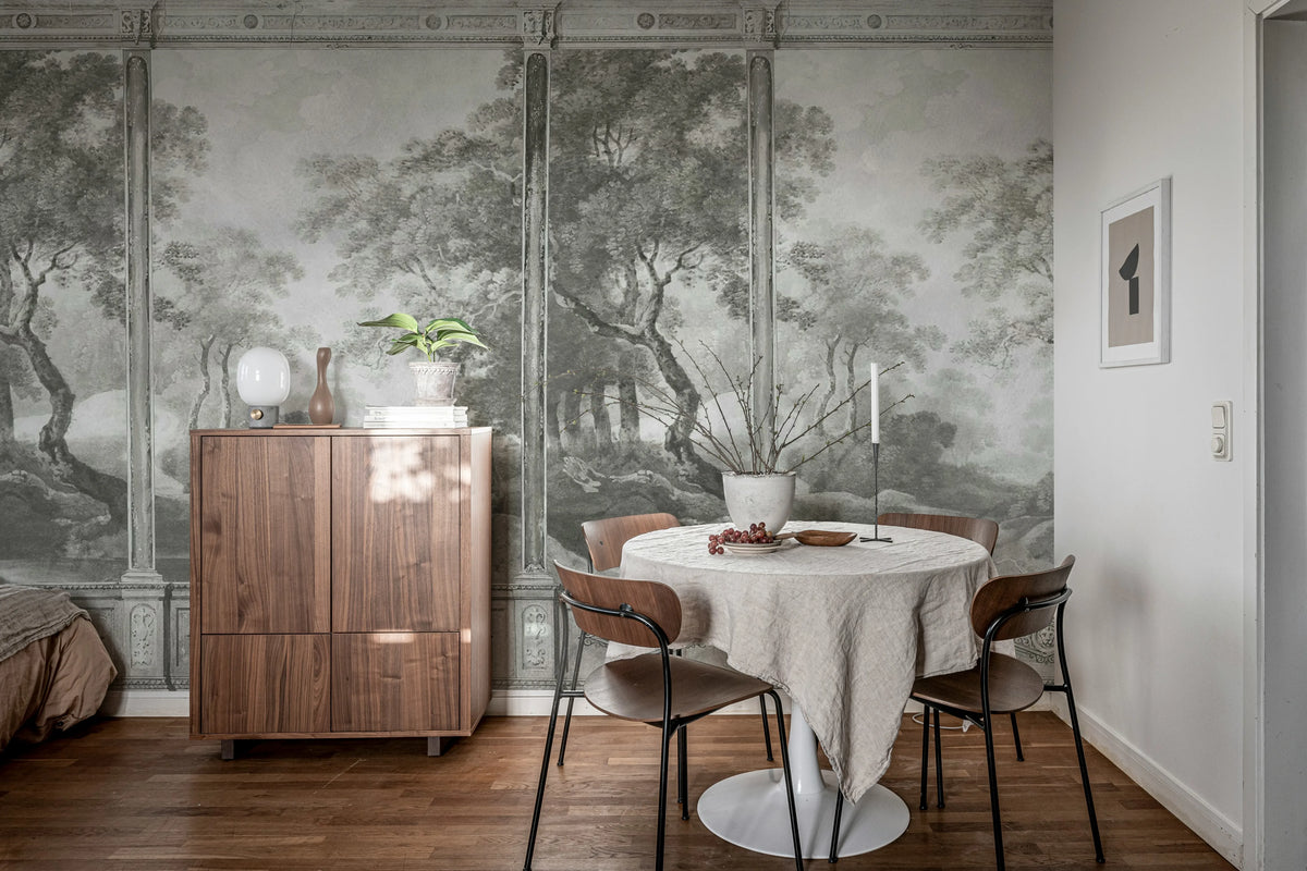 Woodland Panels, Gray Mural Wallpaper - room preview 03
