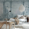 Poetic Panels, Blue Mural Wallpaper - room preview 03