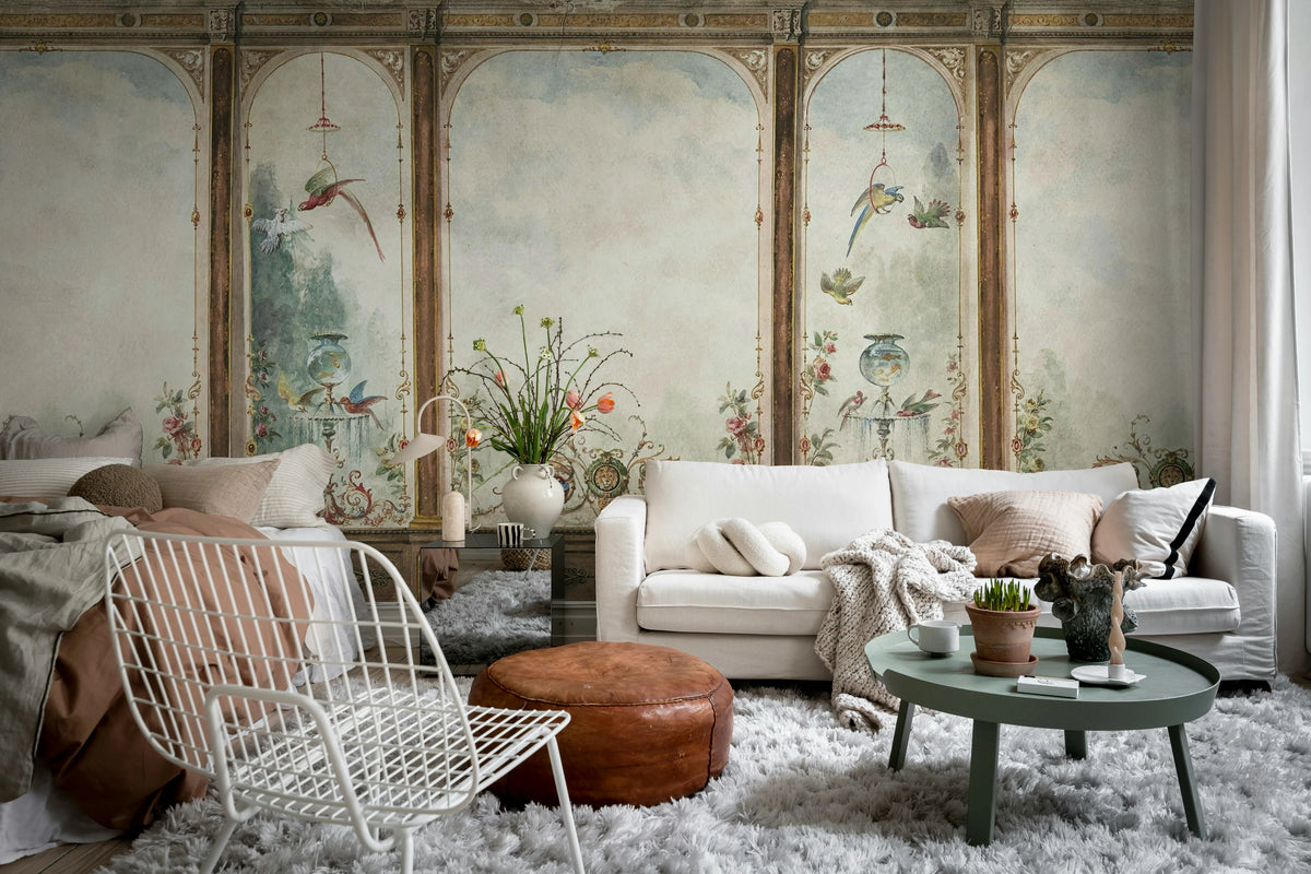 Poetic Panels, Vintage Mural Wallpaper - room preview 03