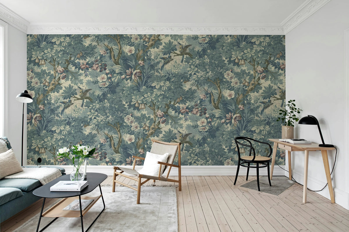 Lush Grove, Light Blue Mural Wallpaper - room preview 03