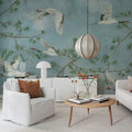 Majestic Cranes, Blue Mural Wallpaper - room preview 03