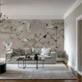 Majestic Cranes, Pink Mural Wallpaper - room preview 03