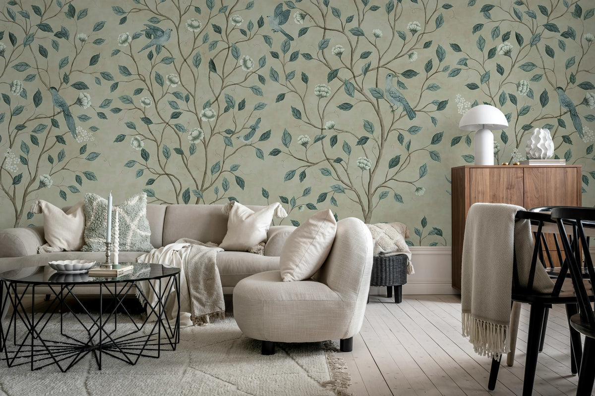 Chinoiserie Dream, Blue Mural Wallpaper - room preview 03