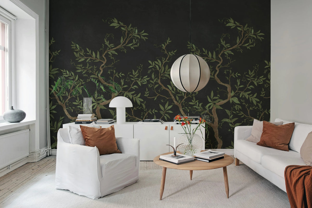 Branches of Dreams, Black Mural Wallpaper - room preview 03