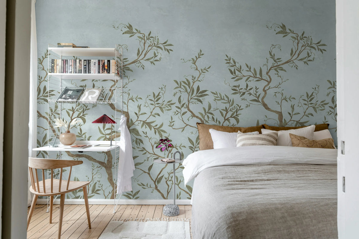 Branches of Dreams, Light Blue Mural Wallpaper - room preview 03