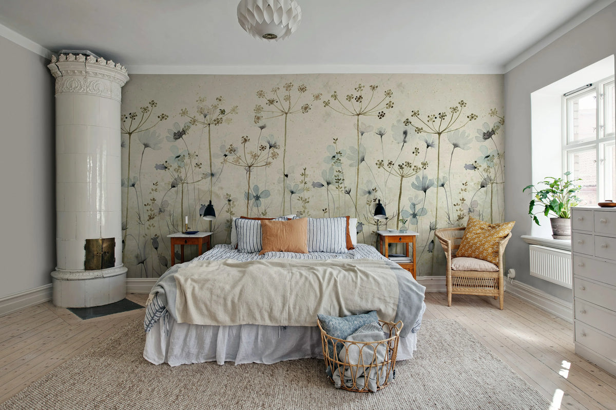 Dreamy Meadow, Blue Mural Wallpaper - room preview 03