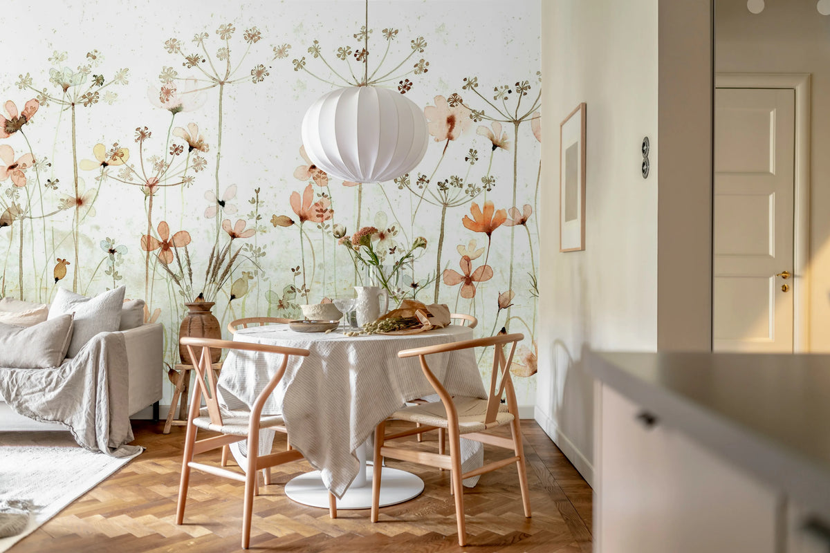 Dreamy Meadow, Red Mural Wallpaper - room preview 03