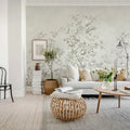 Floral Chinoiserie, Gray Mural Wallpaper - room preview 03