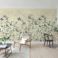 Whispering Petals, Blue Mural Wallpaper - room preview 03