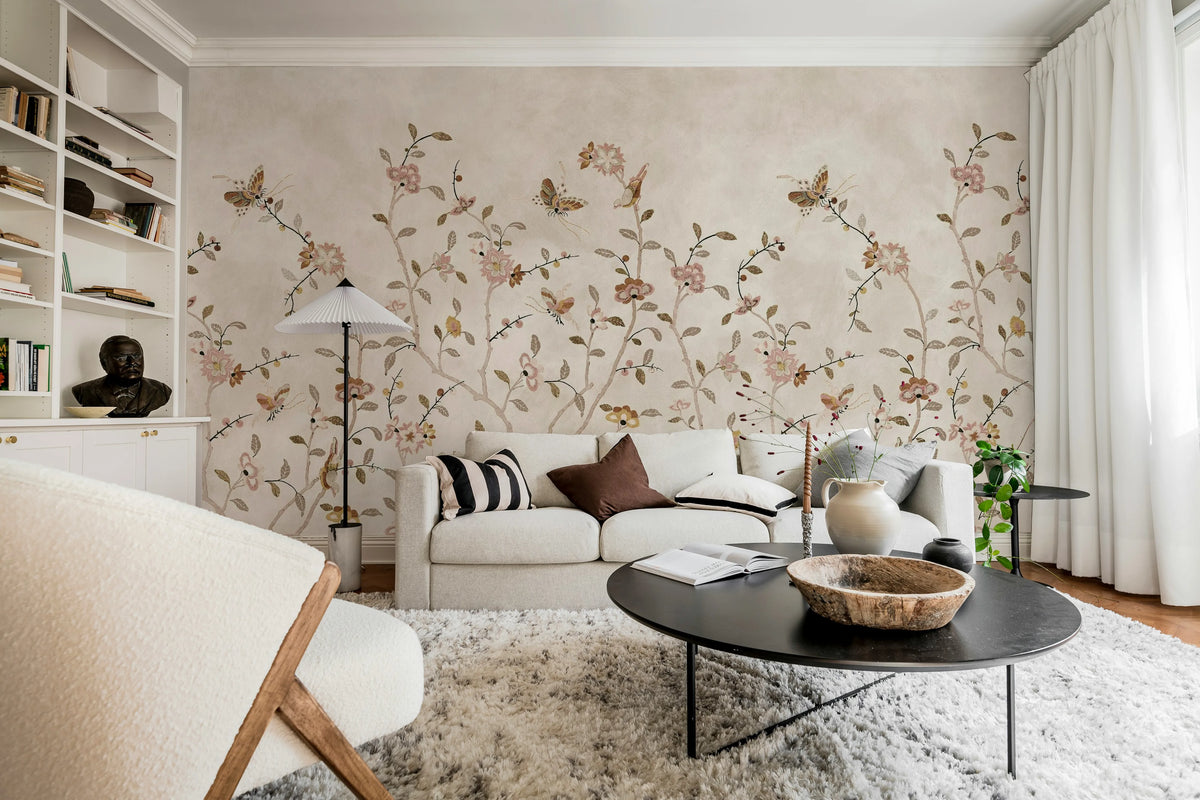 Whispering Petals, Pink Mural Wallpaper - room preview 03