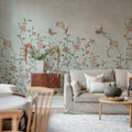Whispering Petals, Light Blue Mural Wallpaper - room preview 03