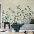 Whispering Petals, Green Mural Wallpaper - room preview 03