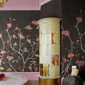 Whispering Petals, Black Mural Wallpaper - room preview 03