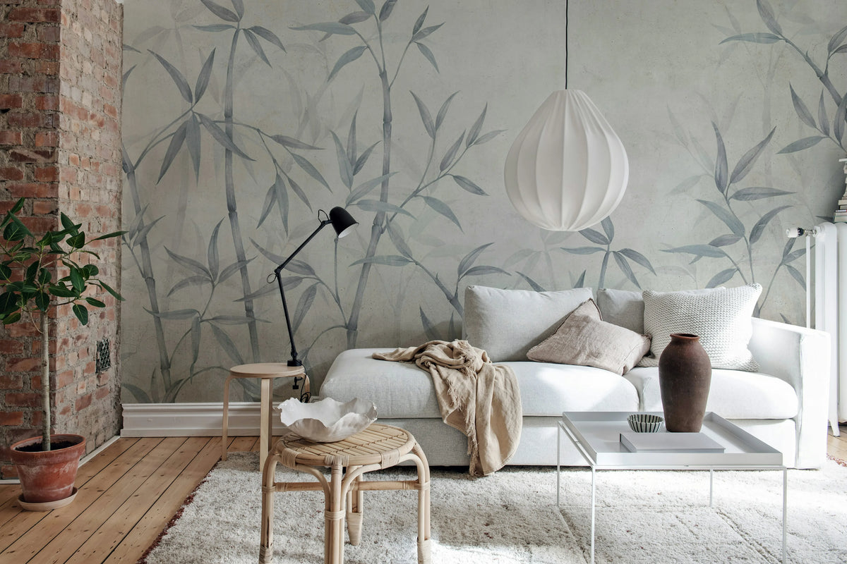 Bamboo Horizon, Blue Mural Wallpaper - room preview 03