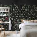 Serene Garden, Black Mural Wallpaper - room preview 03