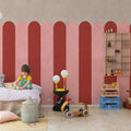 Circus Stripes, Raspberry Mural Wallpaper - room preview 03