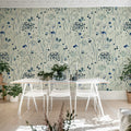 Flower Garden, Blue Mural Wallpaper - room preview 03
