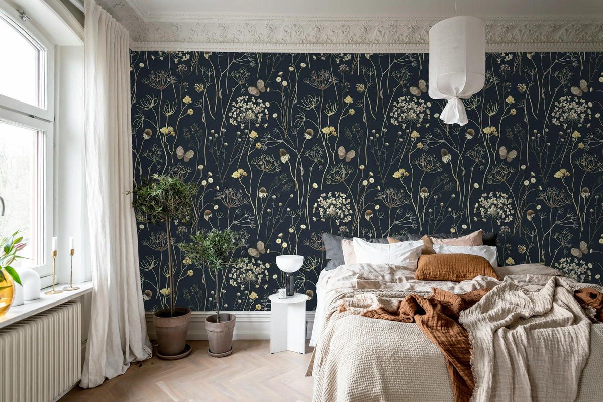 Flower Garden, Midnight Mural Wallpaper - room preview 03