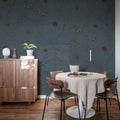 Grand Flower Thread, Blue Mural Wallpaper - room preview 03