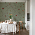Grand Flower Thread, Green Mural Wallpaper - room preview 03