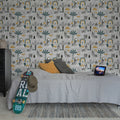 Happy Zebra, Gray Mural Wallpaper - room preview 03