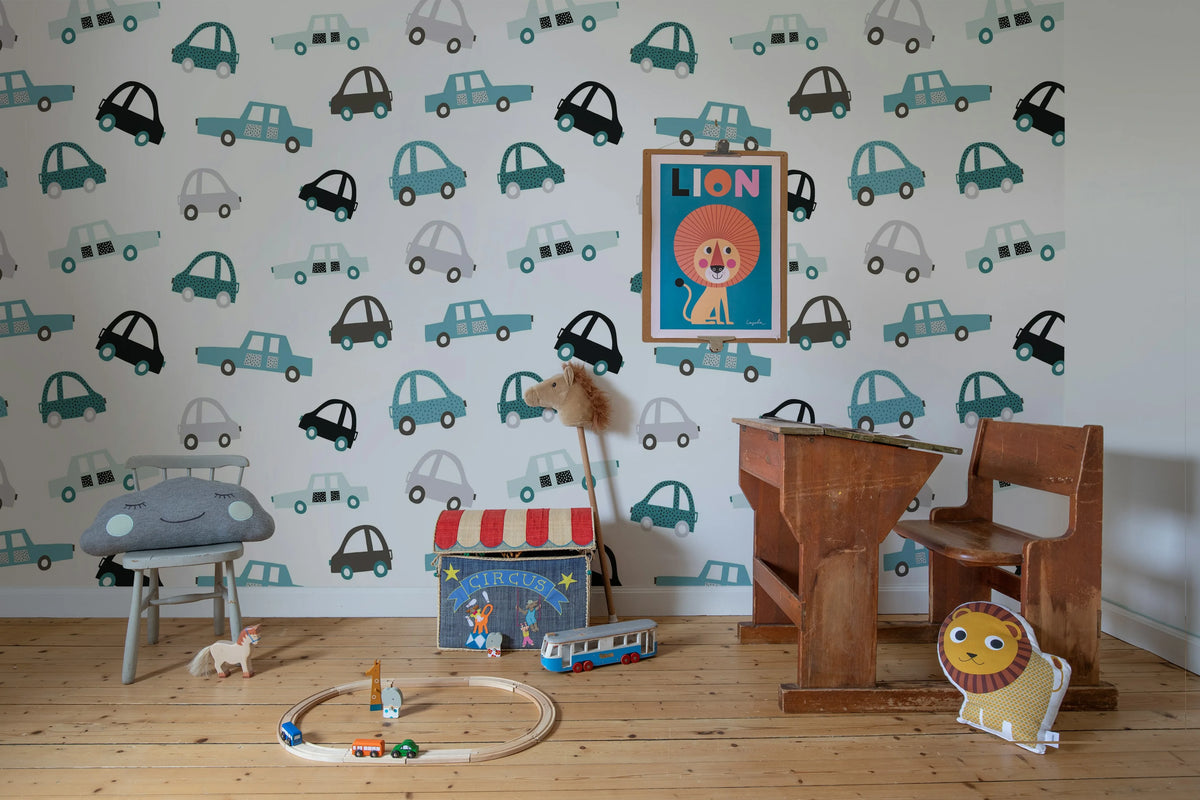 Cars, Blue Mural Wallpaper - room preview 03
