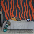 Zebra Lines, Blue & Red Mural Wallpaper - room preview 03